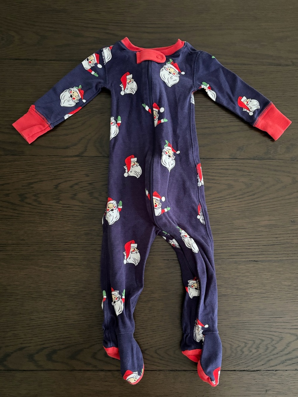 The Beaufort Bonnet Company Navy Santa Footie with Red Trim
